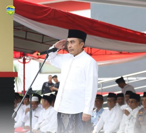 Sekda Zen Pimpin Apel Peringatan Hari Santri Nasional Tingkat Kab. Tasikmalaya